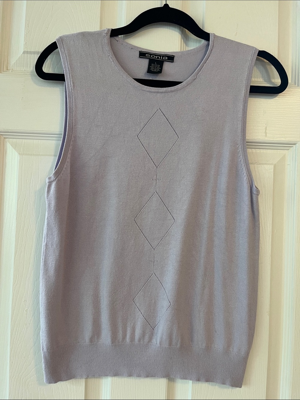 Sonia Lavender Pointelle Diamond Sleeveless Knit Tank
